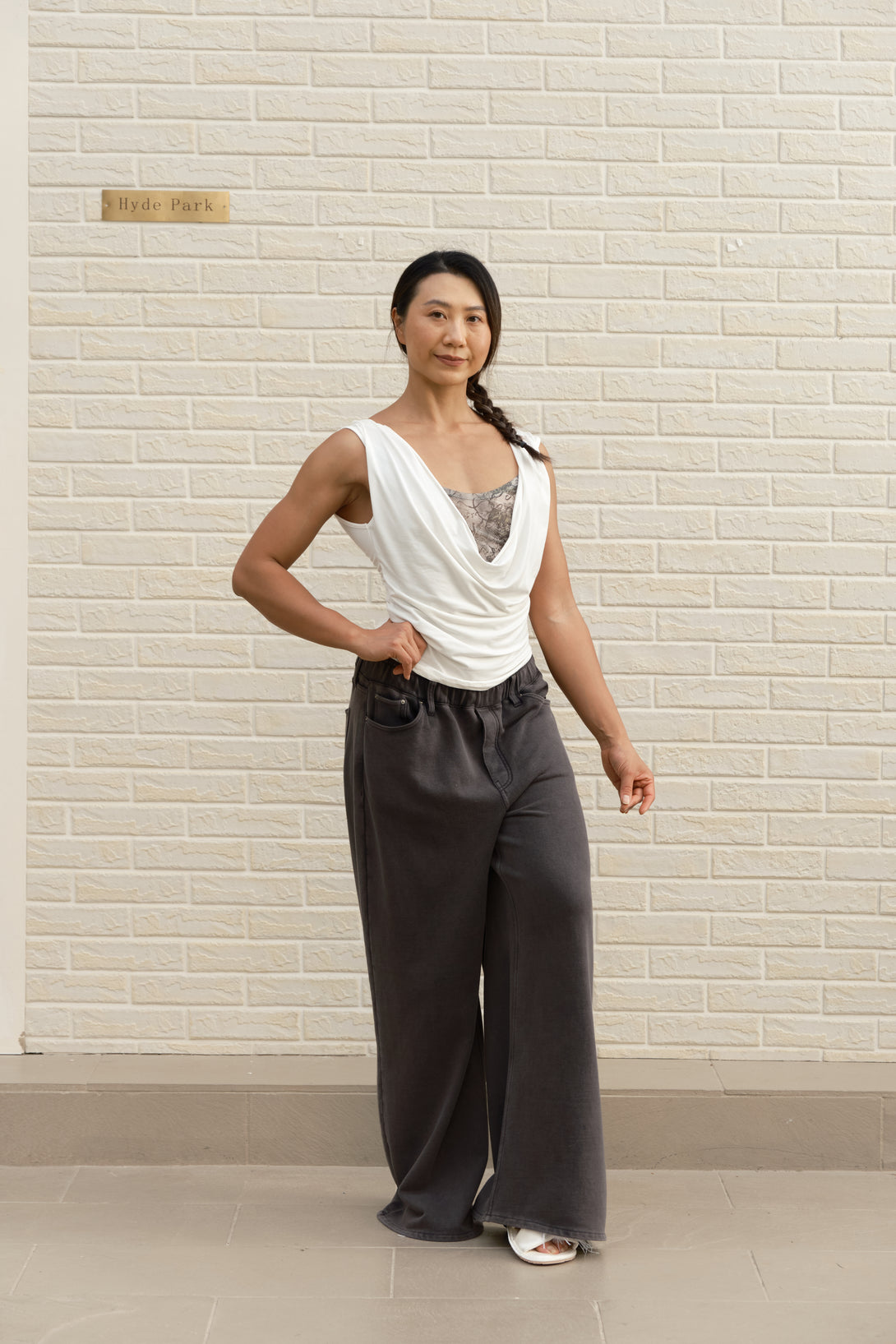 Athletic woman in tailored Greece activewear